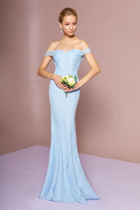 Classy Evening Formal Gown - BABY BLUE / XS