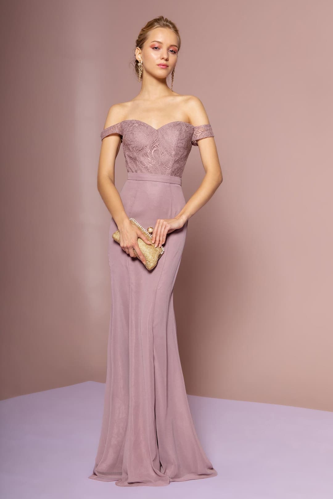 Classy Evening Formal Gown - MAUVE / XS