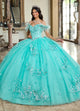 Rachel Allan RQ2186 Off Shoulder Feather Quinceanera Dress