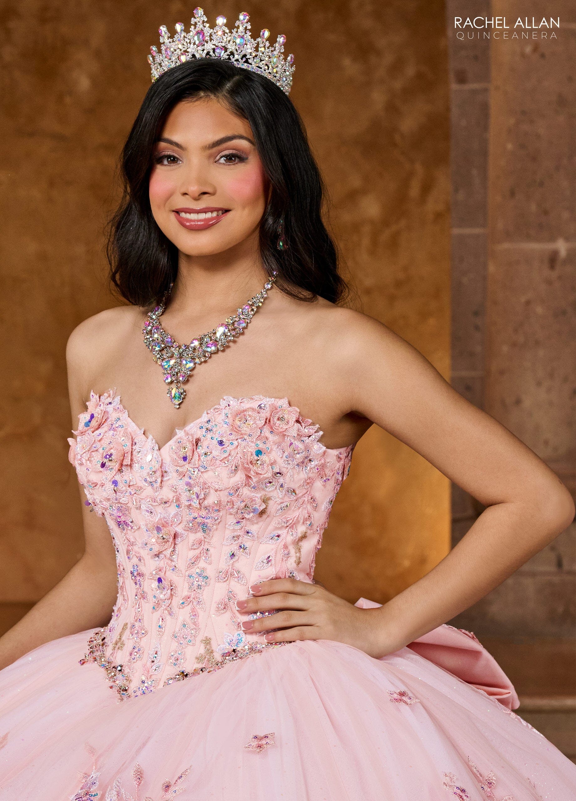 Rachel Allan RQ2186 Off Shoulder Feather Quinceanera Dress