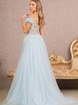 Off Shoulder Feather Slit Gown by GLS Gloria GL3135