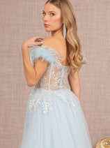 Off Shoulder Feather Slit Gown by GLS Gloria GL3135