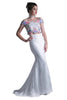 Off-Shoulder Floral Embroidered Gown 2025 Elegant Formal Dress - White / 2 - Prom