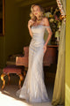 Off Shoulder Fringe Gown by GLS Gloria GL3556 - XS / Silver - Long Formal Dresses