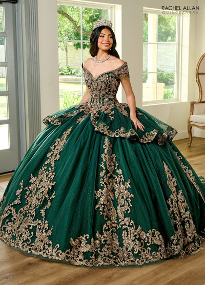 Rachel Allan RQ3129 Off Shoulder Fringe Quinceanera Dress