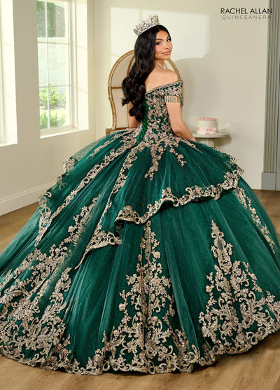 Rachel Allan RQ3129 Off Shoulder Fringe Quinceanera Dress