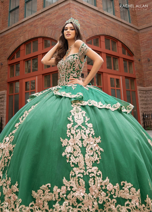 Rachel Allan RQ3129 Off Shoulder Fringe Quinceanera Dress