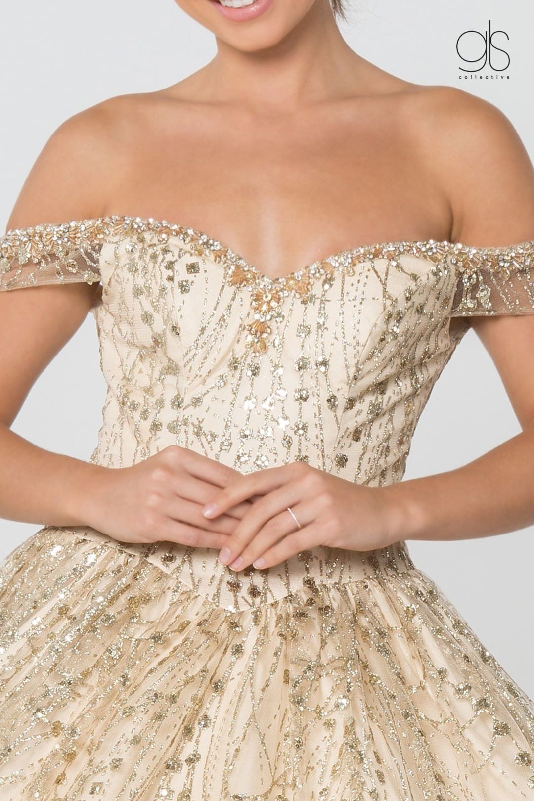 Off Shoulder Glitter Ball Gown by Elizabeth K GL2831 - Quinceanera Dresses