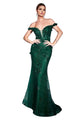 Off Shoulder Glitter Mermaid Prom Dress 2025 Sparkling Evening Gown - EMERALD GREEN / 4 - Dress
