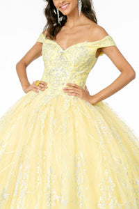 Off Shoulder Glitter Print Ball Gown by Elizabeth K GL2910 - Quinceanera Dresses