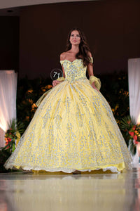 Off Shoulder Glitter Print Ball Gown by Elizabeth K GL2910 - Quinceanera Dresses