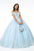 Off Shoulder Glitter Print Ball Gown by Elizabeth K GL2910-Quinceanera Dresses-ABC Fashion