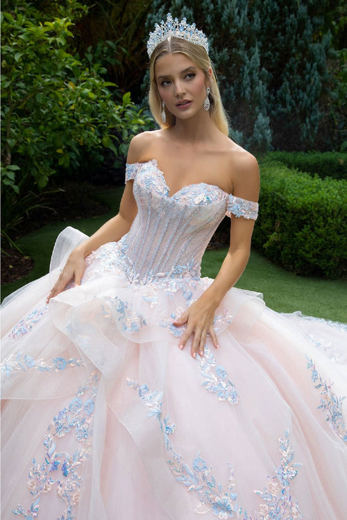 Off Shoulder Layered Ball Gown by GLS Gloria GL3596 - Quinceanera Dresses