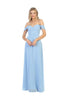 Off Shoulder Long Bridesmaid Dress - Dusty Blue / 4