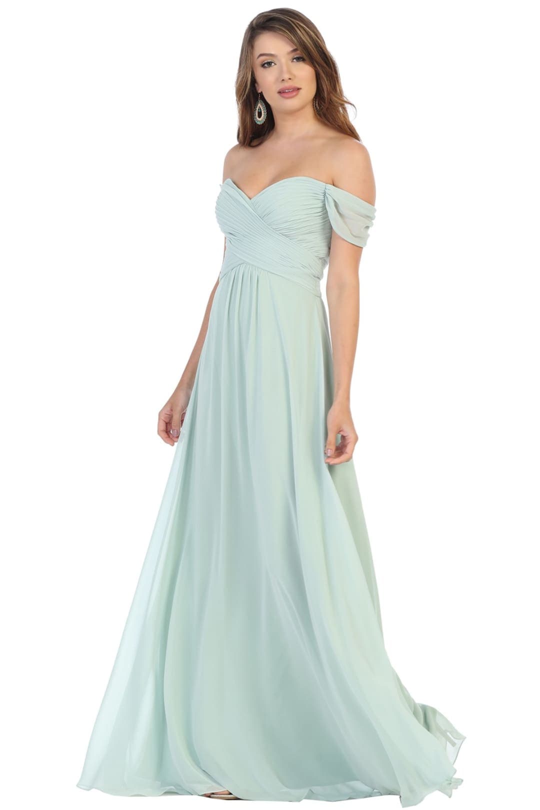 Off Shoulder Homecoming Gown - Sage / 4