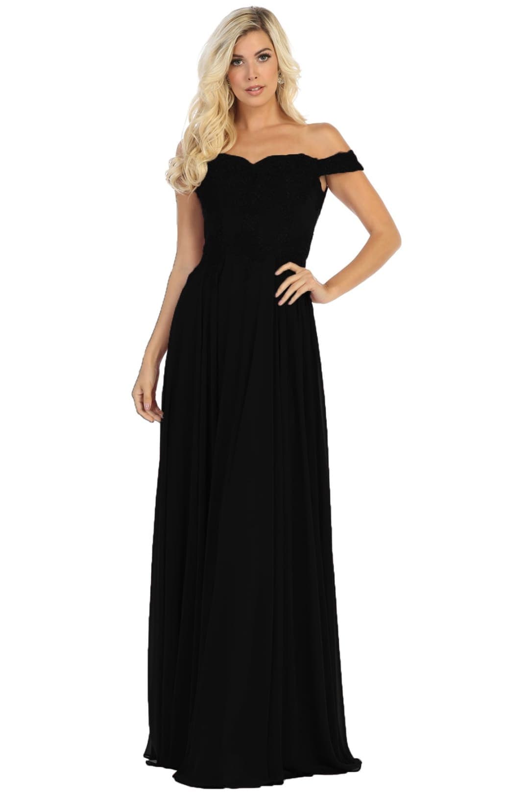 Off Shoulder Prom Dress - Black / 2