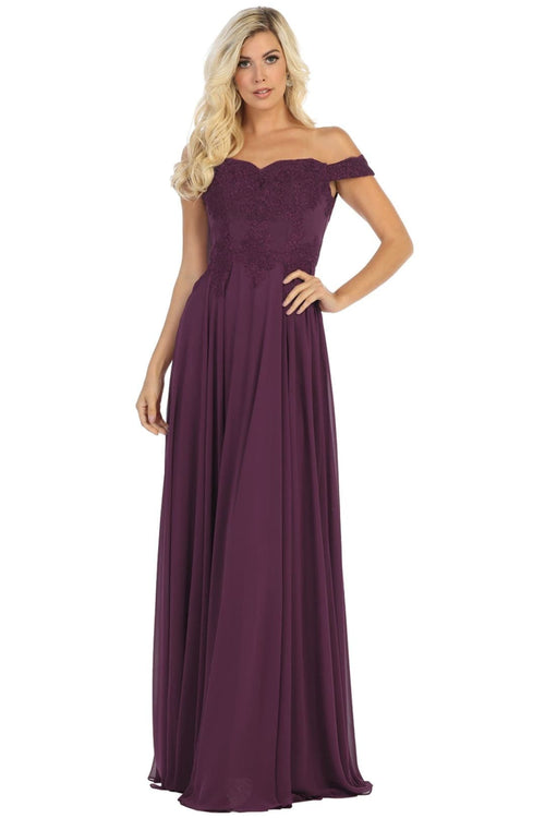 Off Shoulder Prom Dress - Eggplant / 2
