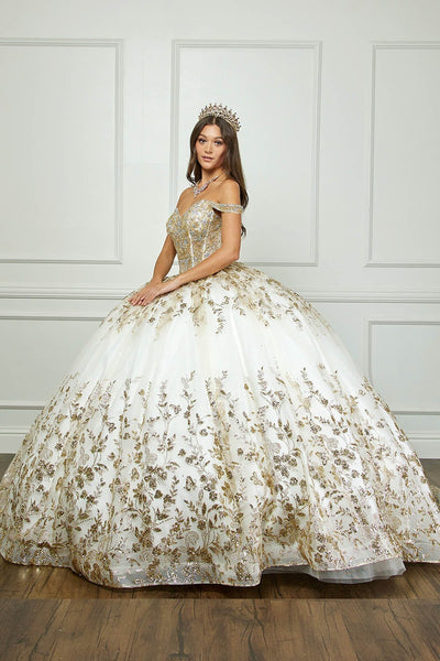 Off Shoulder Puff Sleeve Ball Gown by Bella Princess PQ1041