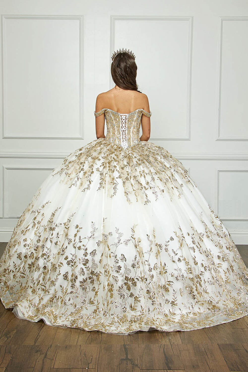 Off Shoulder Puff Sleeve Ball Gown by Bella Princess PQ1041