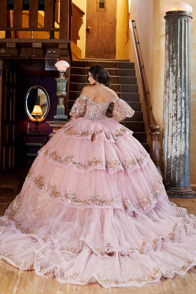 Off Shoulder Puff Sleeve Ball Gown by Bella Princess PQ1041