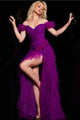 Off Shoulder Ruffled A-line Slit Gown by Jovani 26312 - 00 / Purple - Long Formal Dresses
