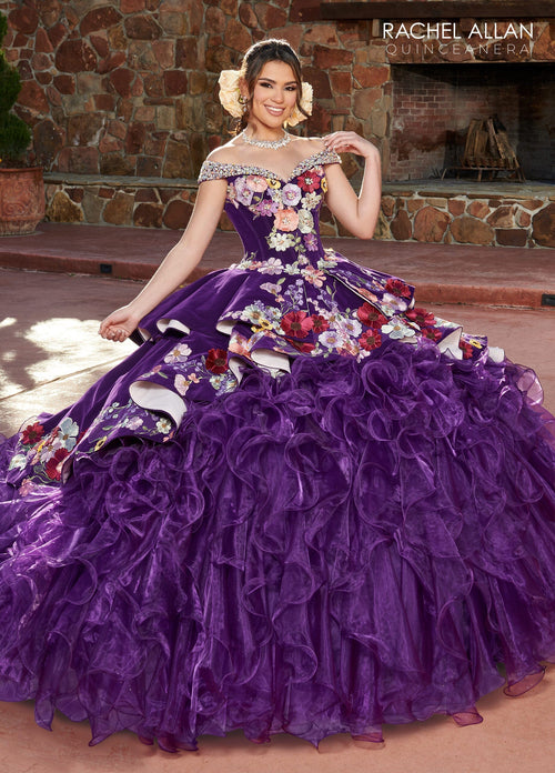 Rachel Allan RQ3111 Off Shoulder Ruffled Quinceanera Dress