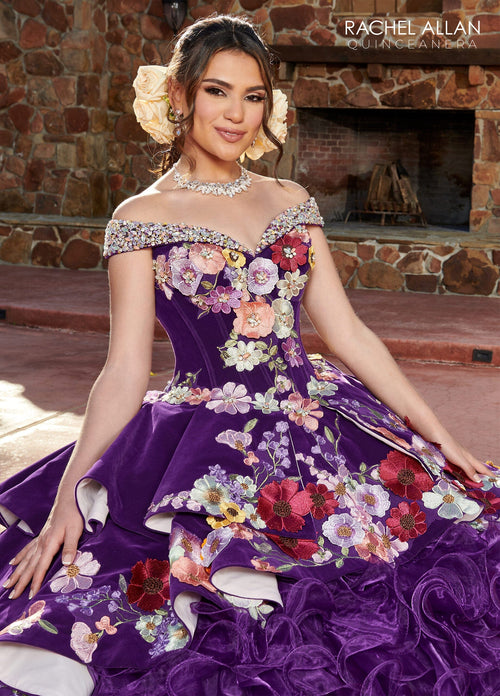 Rachel Allan RQ3111 Off Shoulder Ruffled Quinceanera Dress