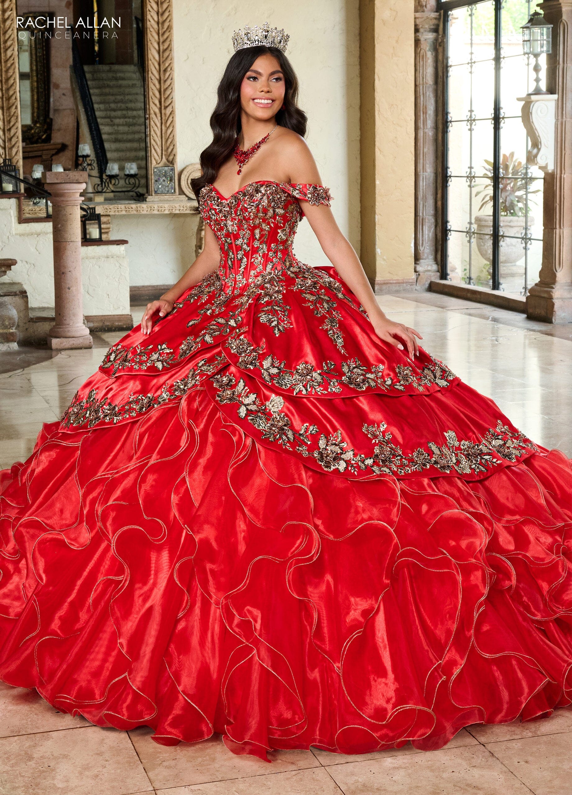 Rachel Allan RQ5001 Off Shoulder Ruffled Quinceanera Dress