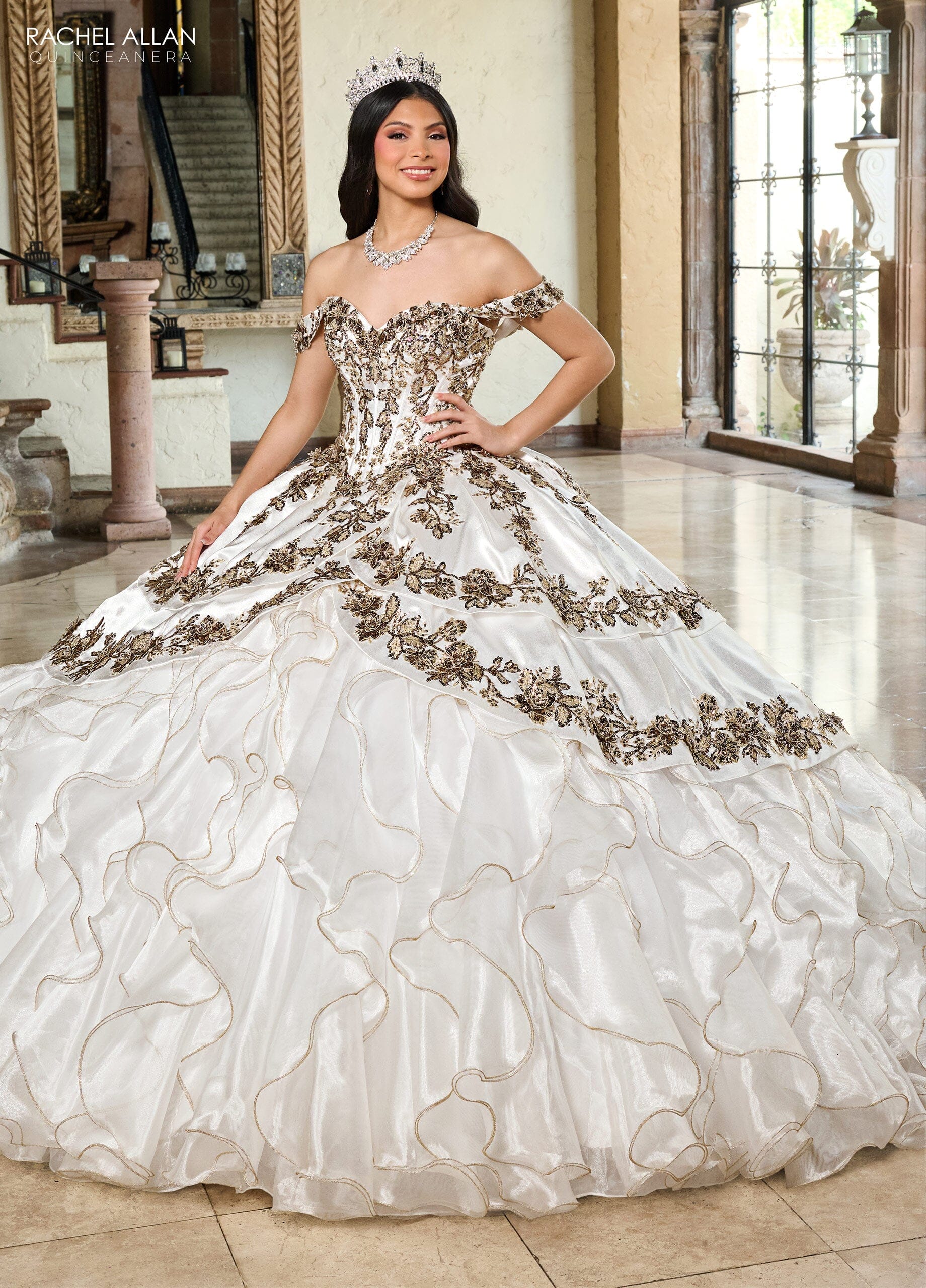 Rachel Allan RQ5001 Off Shoulder Ruffled Quinceanera Dress