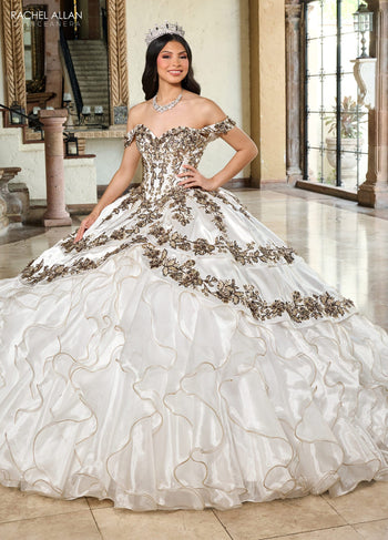 Rachel Allan RQ5001 Off Shoulder Ruffled Quinceanera Dress