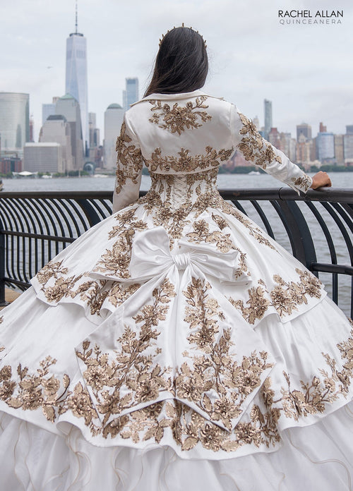 Off-Shoulder Quinceañera Dress with Embroidery Detachable Jacket by Rachel Allan RQ5001