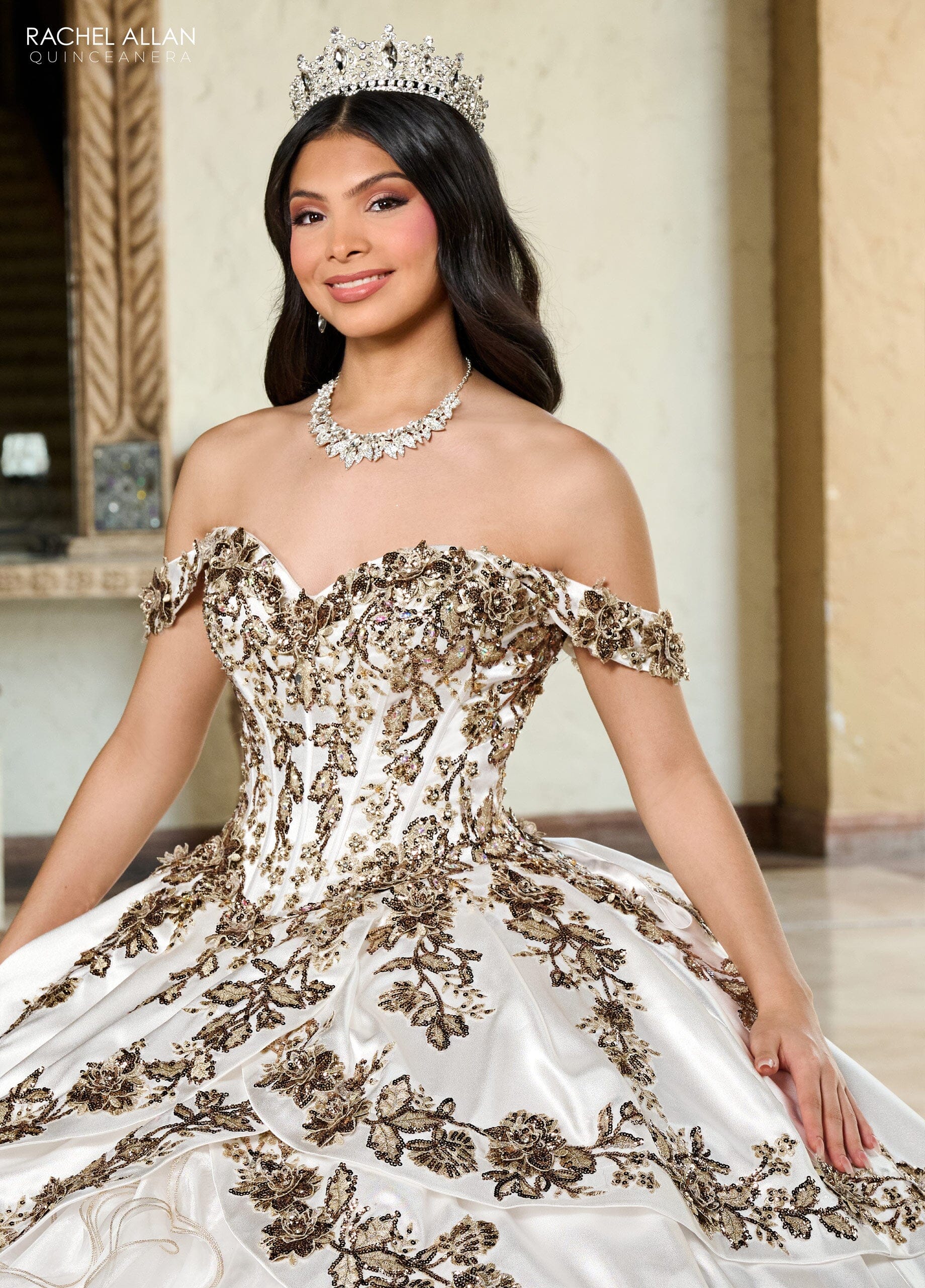 Rachel Allan RQ5001 Off Shoulder Ruffled Quinceanera Dress