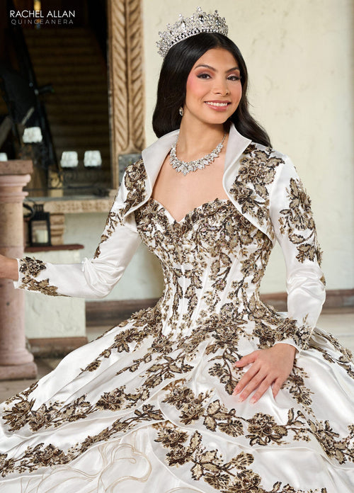 Off-Shoulder Quinceañera Dress with Embroidery Detachable Jacket by Rachel Allan RQ5001