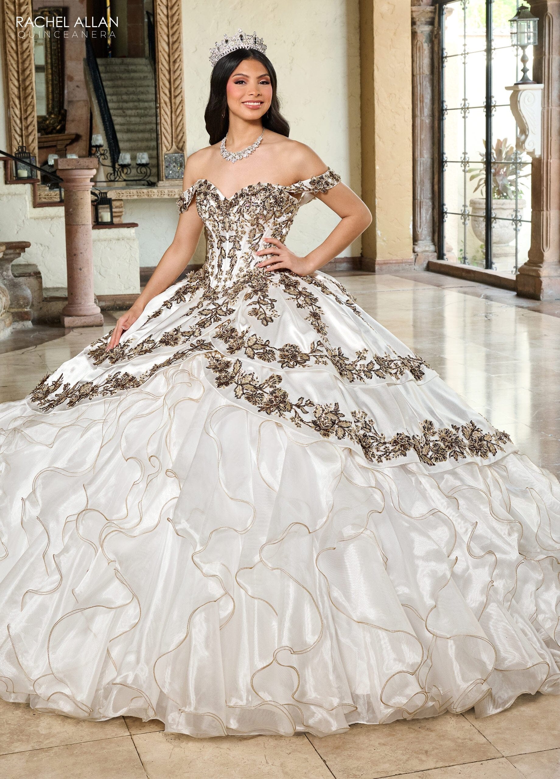 Rachel Allan RQ5001 Off Shoulder Ruffled Quinceanera Dress