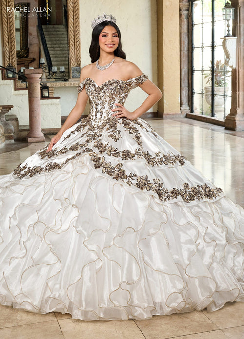 Off-Shoulder Quinceañera Dress with Embroidery Detachable Jacket by Rachel Allan RQ5001