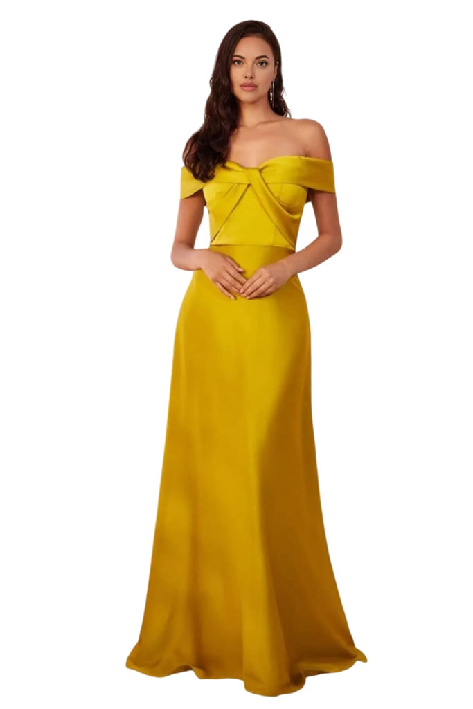 Off Shoulder Satin Bridesmaids Gown 2025 Simple Elegant Formal Dress - CHARTREUSE / 4 - Dress