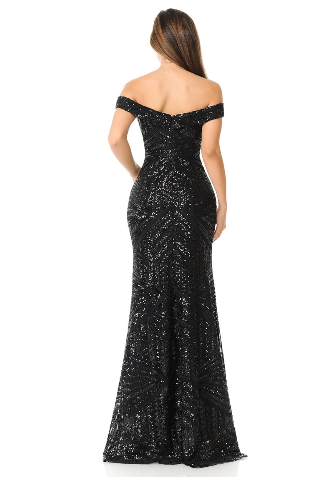 Off Shoulder Sequined Prom Dress