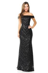 Off Shoulder Sequined Prom Dress