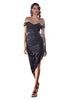 Off Shoulder Sequins Asymmetric Party Dress 2025 Glamorous Evening Gown - Dress