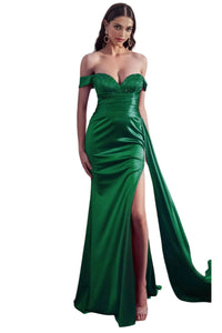 Off Shoulder Sheath Evening Gown 2025 Elegant Formal Dress - Emerald / 6 - Prom