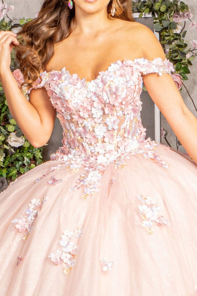 Off Shoulder Sheer Corset Ball Gown by Elizabeth K GL3182 - Quinceanera Dresses