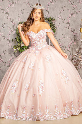 Pink & White Quinceañera Ball Gown by Elizabeth K GL3182