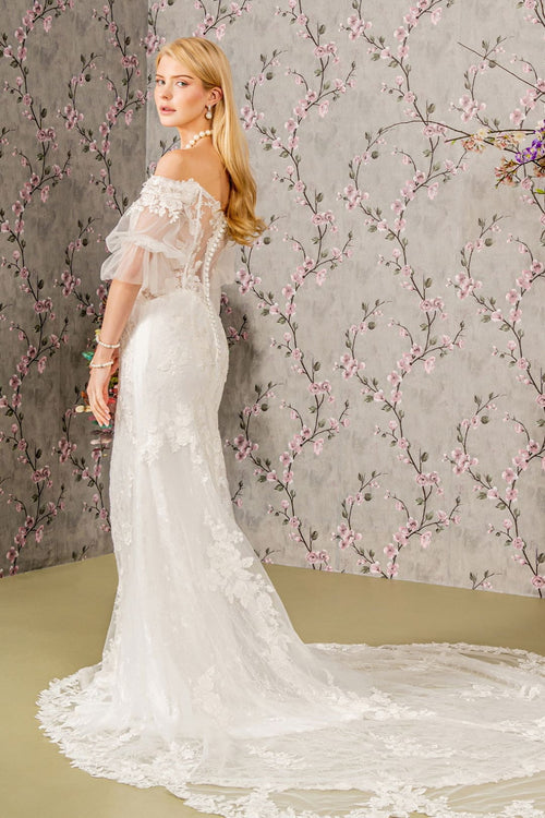 Off Shoulder Short Sleeve Bridal Gown by GLS Gloria GL3479 - Long Formal Dresses