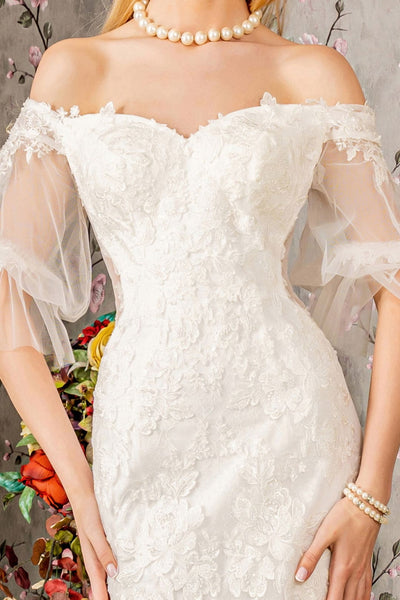 Off Shoulder Short Sleeve Bridal Gown by GLS Gloria GL3479 - Long Formal Dresses