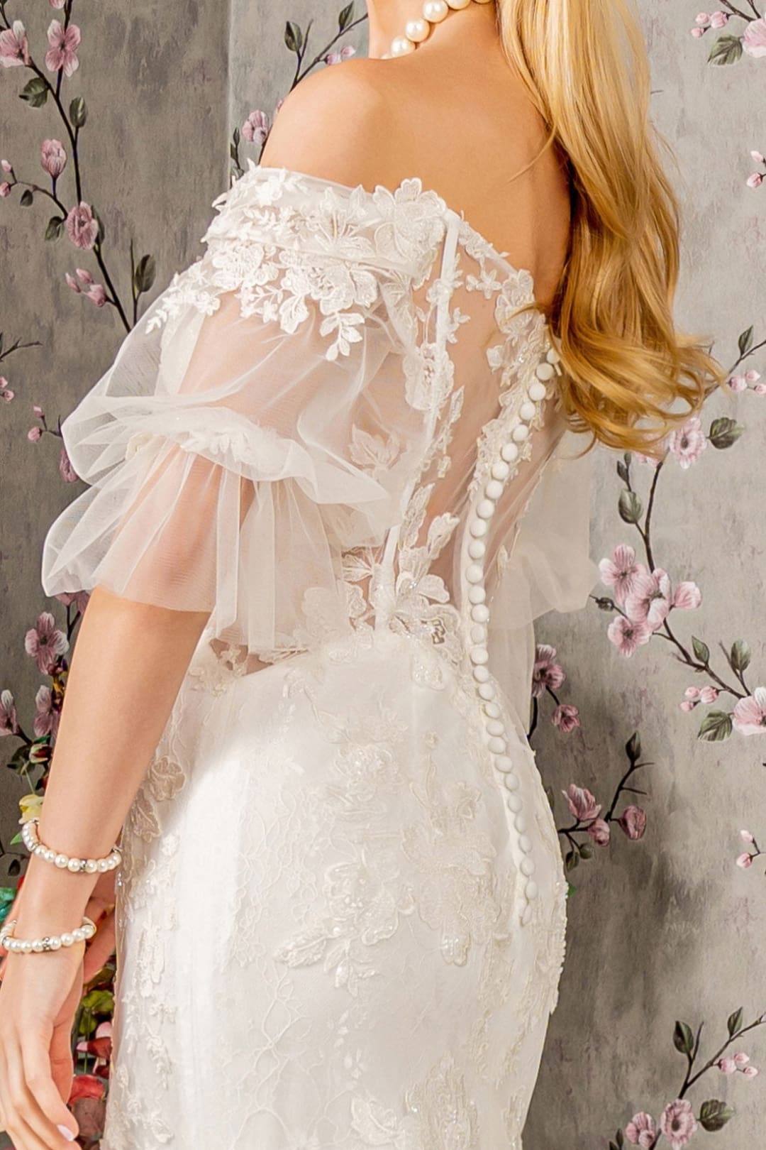 Off Shoulder Short Sleeve Bridal Gown by GLS Gloria GL3479 - Long Formal Dresses