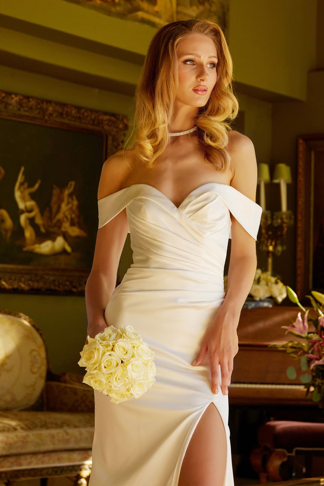 Off Shoulder Slit Bridal Gown by GLS Gloria GL3545 - Long Formal Dresses