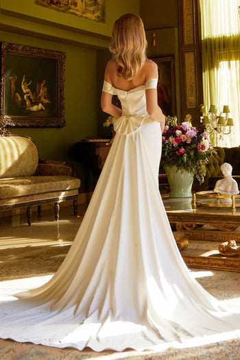 Off Shoulder Slit Bridal Gown by GLS Gloria GL3545 - XS / Ivory - Long Formal Dresses