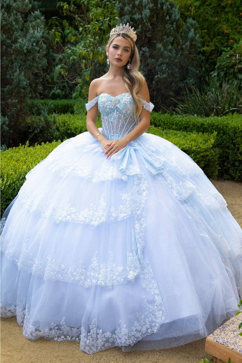 Off Shoulder Tiered Ball Gown by GLS Gloria GL3612 - Quinceanera Dresses