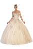 Off- Shoulder Wedding Ball Gown - Champagne / 8
