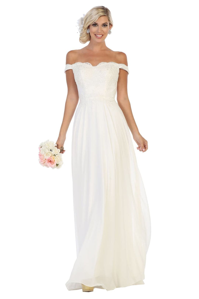 Off Shoulder Wedding Gown - Ivory / 2